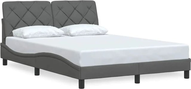 vidaXL Bettgestell mit gepolstertem Rahmen in Anthrazit Dunkelgrau B/T/H: 140 x 200 x 145 cm - Bild 1