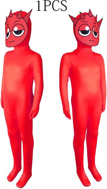 Wucifang Jewelry Sprunki Cosplay Kostüm, Jumpsuit und Maske, Rot - Bild 1