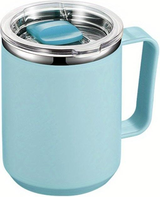 Tragbarer Kaffeebecher aus 304 Edelstahl mit Deckel und Isolierung von Yiran Furniture, Blau, 450ml - Bild 1