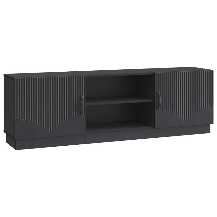 vidaXL TV-Schrank in Schwarz Matt aus Holzwerkstoff im modernen Minimalismus, B/T/H: 150 x 31 x 47 cm - Bild 2