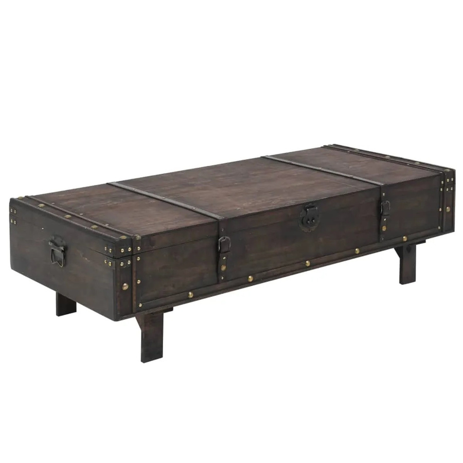 vidaXL Couchtisch aus Sperrholz im Vintage-Stil in Braun, B/T/H: 120 x 55 x 35 cm - Bild 2