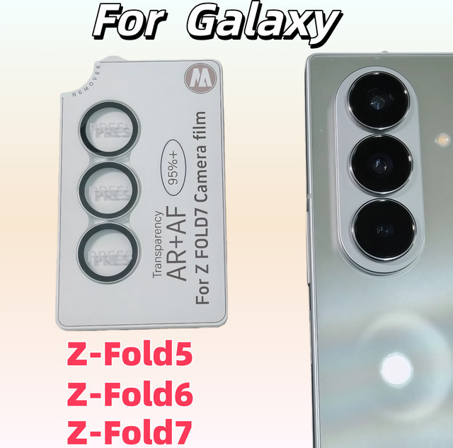 Samsung AR Antibeschlag Kameraschutz aus gehärtetem Glas für Galaxy Z Fold7, Z Fold6 und Z Fold5 in Schwarz und Silber - Bild 1