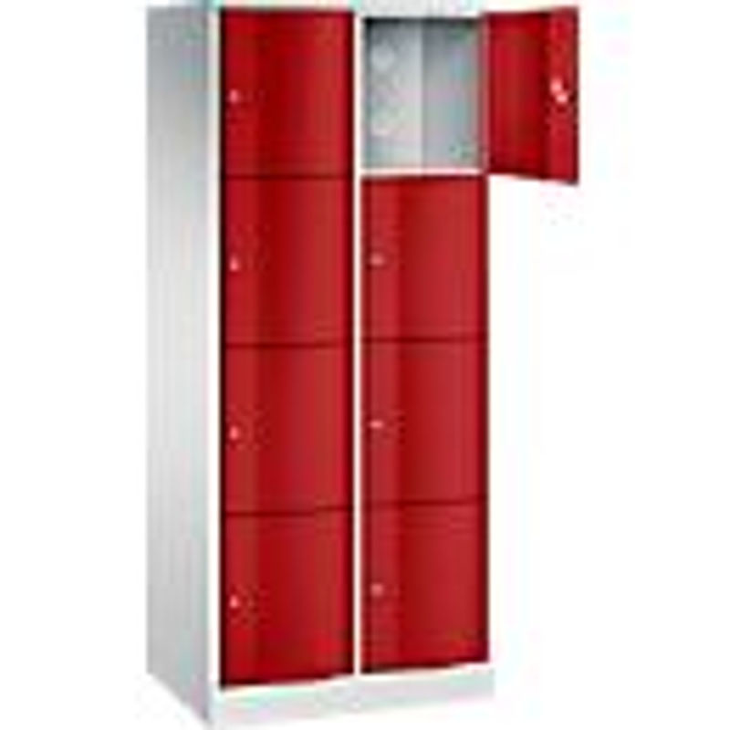 C+P Schließfachschrank Resisto mit 2 Abteilen und 8 Fächern, Farbe: Lichtgrau/Rubinrot, B/T/H: 77,2 x 54,0 x 195,0 cm - Bild 2