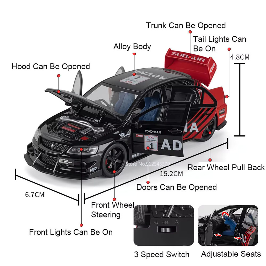 RMZ city Mitsubishi Lancer IX EVO Pajero, Automodell, 1:32, mit Licht und Sound - Bild 2