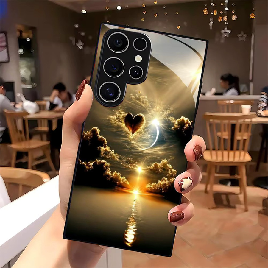 Rutschfeste Glas-Handyhülle mit Sonnenuntergangslandschaft für Samsung Galaxy S26 S25 S24 S23 S22 S21 S20 Ultra Plus 5G in Schwarz und Multicolour - Bild 2