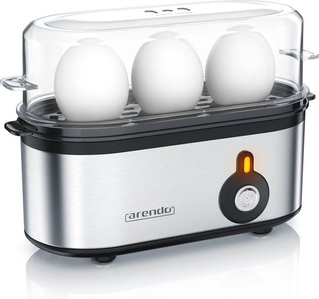 Arendo Eierkocher 3-fach aus Edelstahl mit einstellbarem Härtegrad, 210 W, silber/schwarz - Bild 1