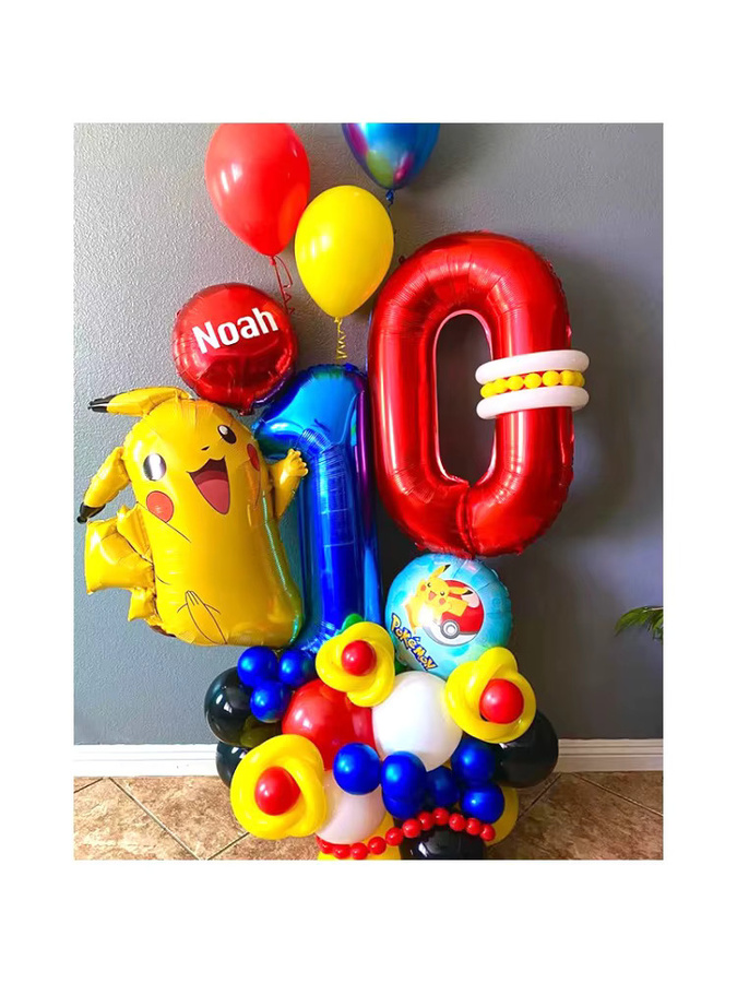 Potdemiel Pikachu Geburtstagsparty Ballon-Set mit Cartoon-Motiven in Mehrfarbig für Kinder als Foto-Requisiten - Bild 3