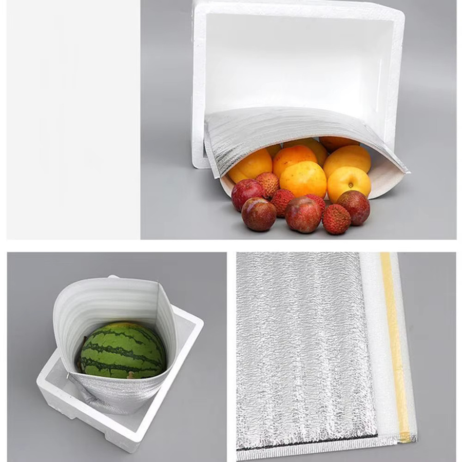 Tragbare Thermo Kühltasche aus Aluminium mit Isolierung in Silber, faltbar für Picknick und Lebensmitteltransport - Bild 2
