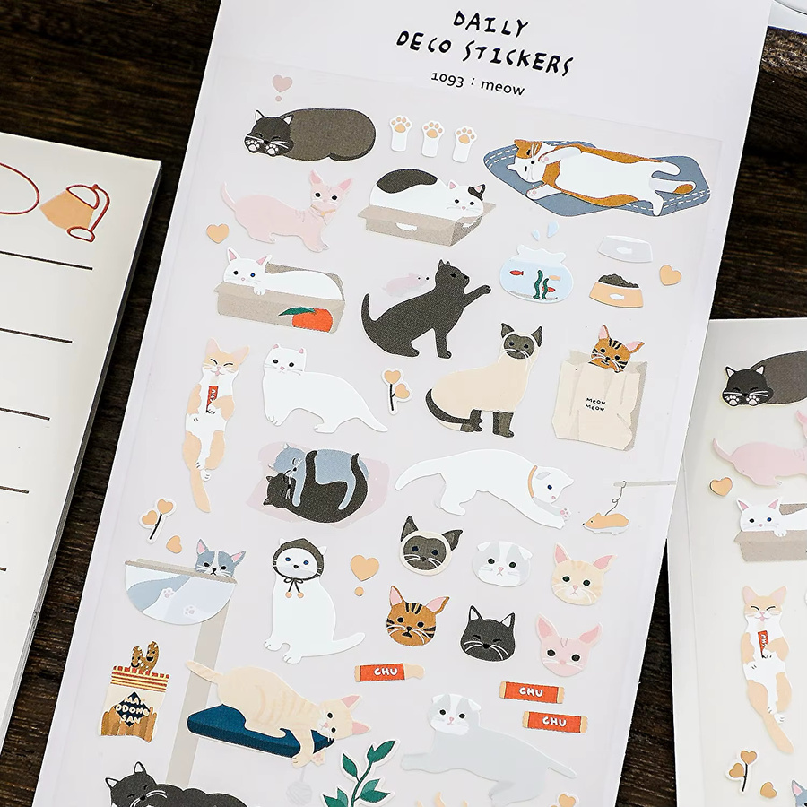Suatelier Meow Happy Cats Papieraufkleber für Scrapbook und DIY Dekoration, Mehrfarbig - Bild 3