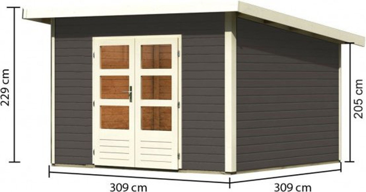 KARIBU Gartenhaus Northeim 3 aus Holz in Terragrau, B/H/T: 309 x 238 x 309 cm - Bild 2
