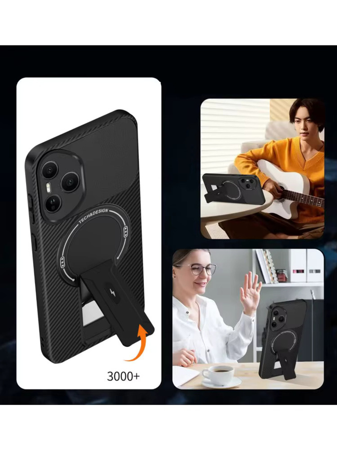 Magnetische Carbon-Schutzhülle für Honor (Kompatibel mit Honor 600 400 Pro Smart Magic 7 6 5 Lite X9C X9D X9B X6C X5C), Schwarz, Kabelloses Laden unterstützt - Bild 2