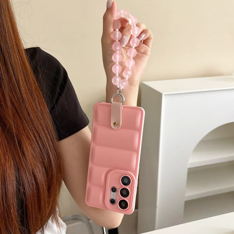 Samsung Handyhülle mit Daunenjacken-Design und Elastikarmband in Grün für Galaxy S26 S25 S24 Ultra S23 S22 Plus A56 A55 A35 A17 A16 A15 weiche Schutzhülle - Bild 2