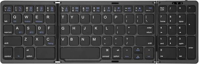 Kebidumei Faltbare kabellose Bluetooth-Tastatur mit Touchpad für iPad, Tablet und Notebook, Schwarz - Bild 1