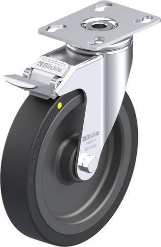 Blickle Lenkrolle LKPA-VPA 150K-FI-EL mit Feststeller, Rad-Durchmesser: 15 cm, Tragfähigkeit: 100 kg, Farbe: Schwarz/Silber - Bild 1