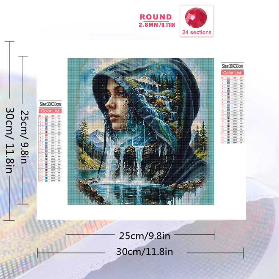 YUTTEE Diamant Mosaik DIY Set mit abstraktem Frauenporträt und Landschaft in Multicolour - Bild 2