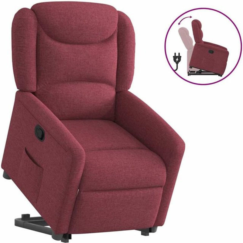 vidaxl Relaxsessel mit Aufstehhilfe in Weinrot aus Stoff und Metall - Bild 1