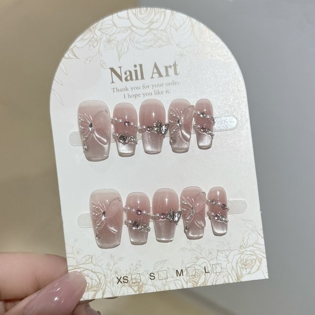 YADORNOS Kunstnägel, rosa, Glitzer-Schmetterlings-Design, Damen - Bild 1