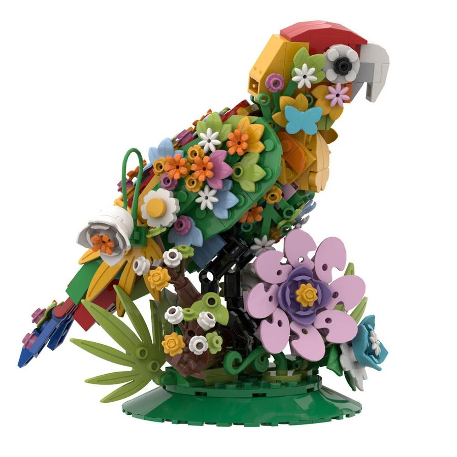 Gobricks MOC Kreative Blumen Bricks Papagei Wellensittich Pfau Möwe Geier Bausteine Spielzeug ab 14 Jahren - Bild 2
