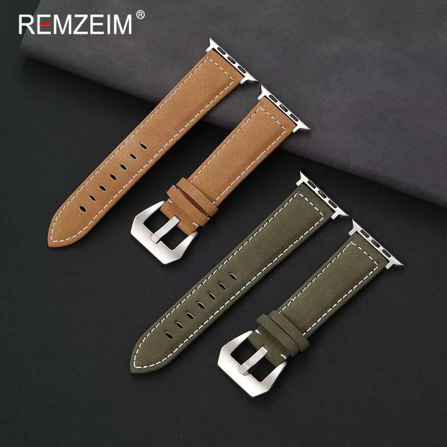 REMZEIM Uhrenarmband PU-Leder, Herren, Retro Business, Mattes Armband - Bild 1