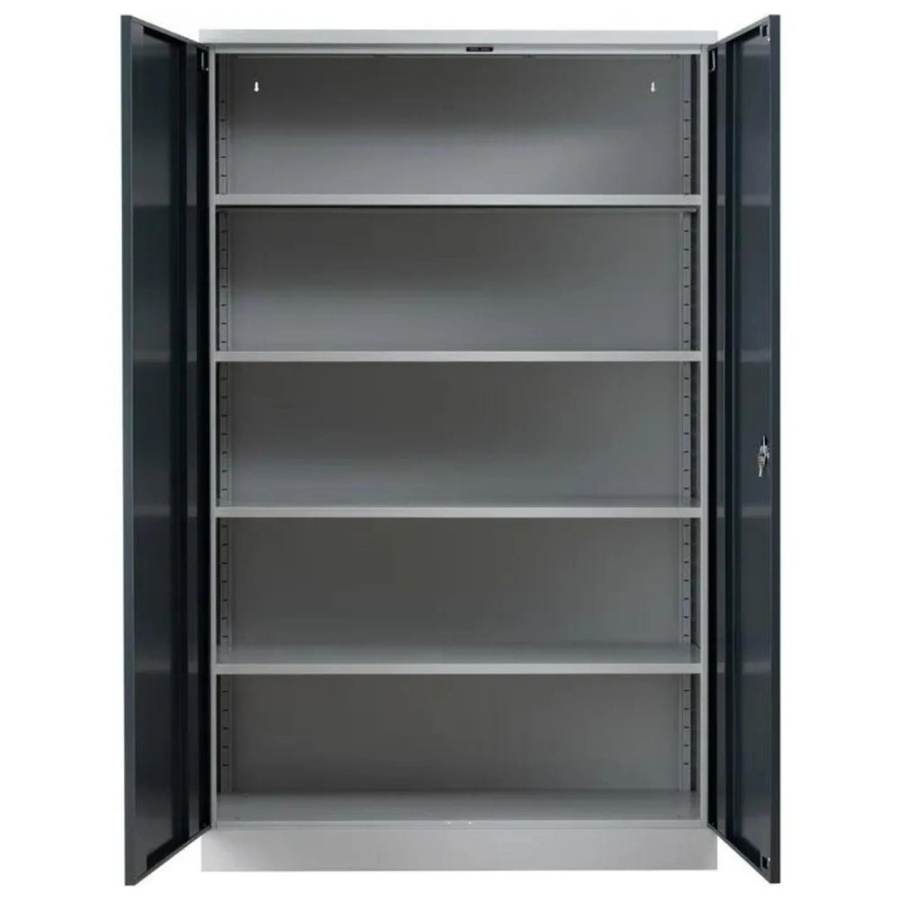 PROREGAL Stahlschrank Bee mit 6 Fachböden und Schloss, Farbe: Grau und Anthrazit, H x B x T: 195 x 120 x 60 cm - Bild 2