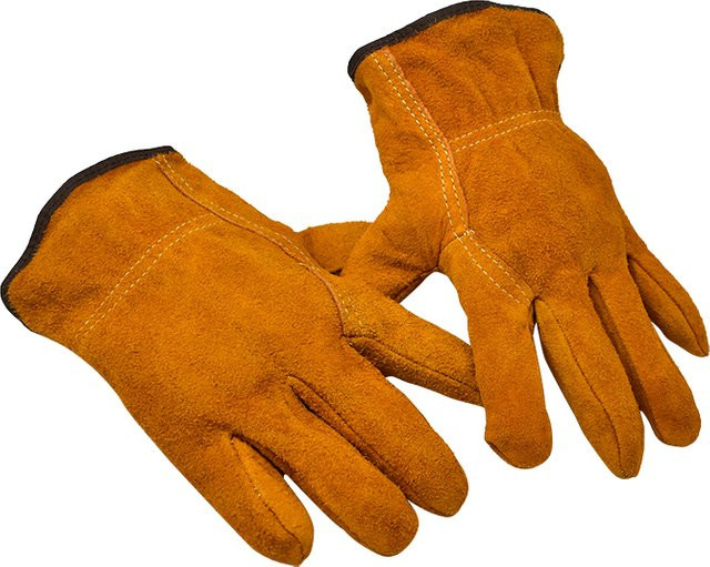 Arbeitsschutz-Handschuhe aus Rindsleder in Gelb, doppellagig und verschleißfest für das Schweißen als persönliche Schutzausrüstung - Bild 1