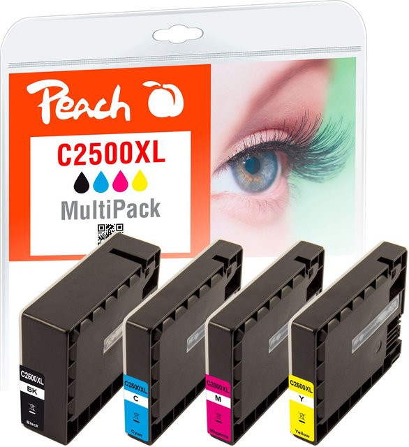 Peach Tintenpatronen Set XL ersetzt Canon PGI-2500XL für Canon Maxify MB 5450 und Canon Maxify iB 4000, 4er Pack Multicolor (Schwarz, Cyan, Magenta, Gelb) - Bild 1