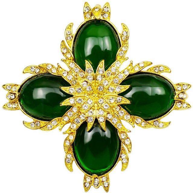 YIRAN Jewelry Kreuzbroschen, Messing, Kristall, Schwarz, Damen - Bild 1