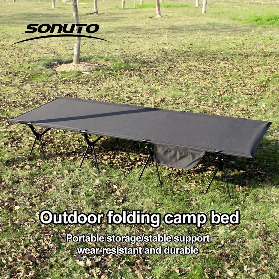 Sonuto Campingbett aus Aluminiumlegierung, Armeegrün, B/T/H: 210 x 80 x 30 cm - Bild 2