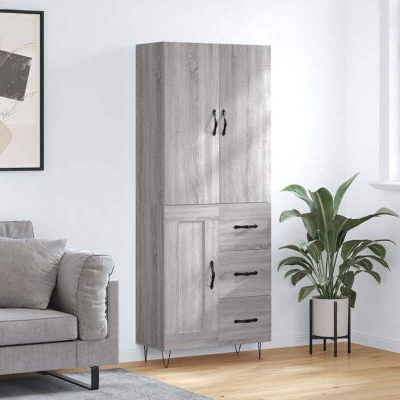 Vidaxl Highboard Modern in Grau aus Holzwerkstoff und Metall, B: 69,5 cm, T: 34 cm, H: 180 cm - Bild 1