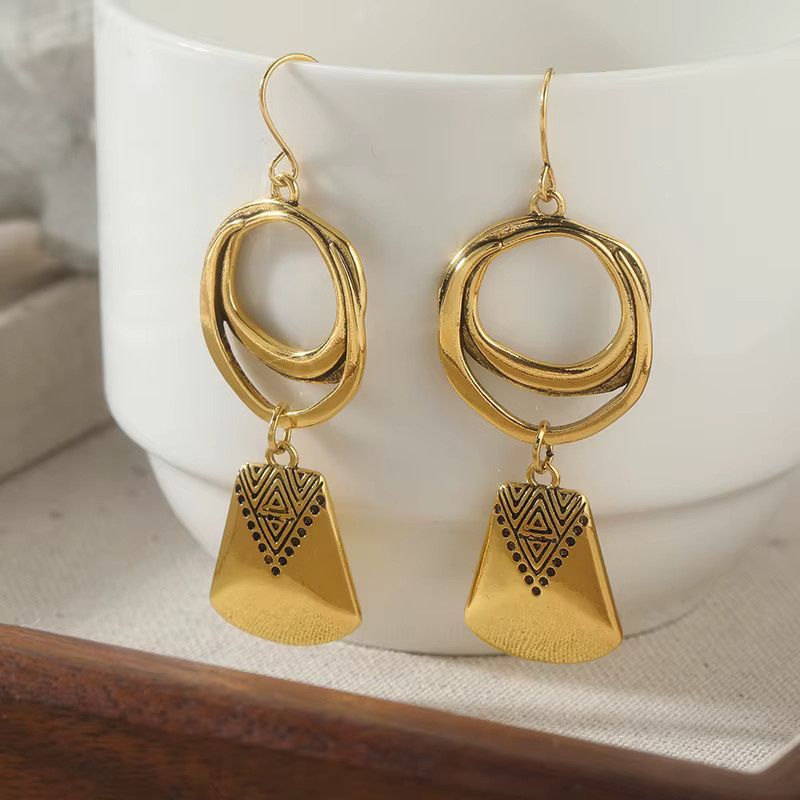 YoYo Ohrhänger, Goldene geometrische Ohrringe, Damen - Bild 2