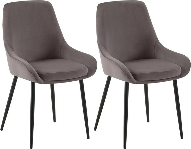 2er Set DELUKE Esszimmerstühle PUNAR aus Samt in Anthrazit und Schwarz, B/T/H: 50 x 53 x 86 cm - Bild 1