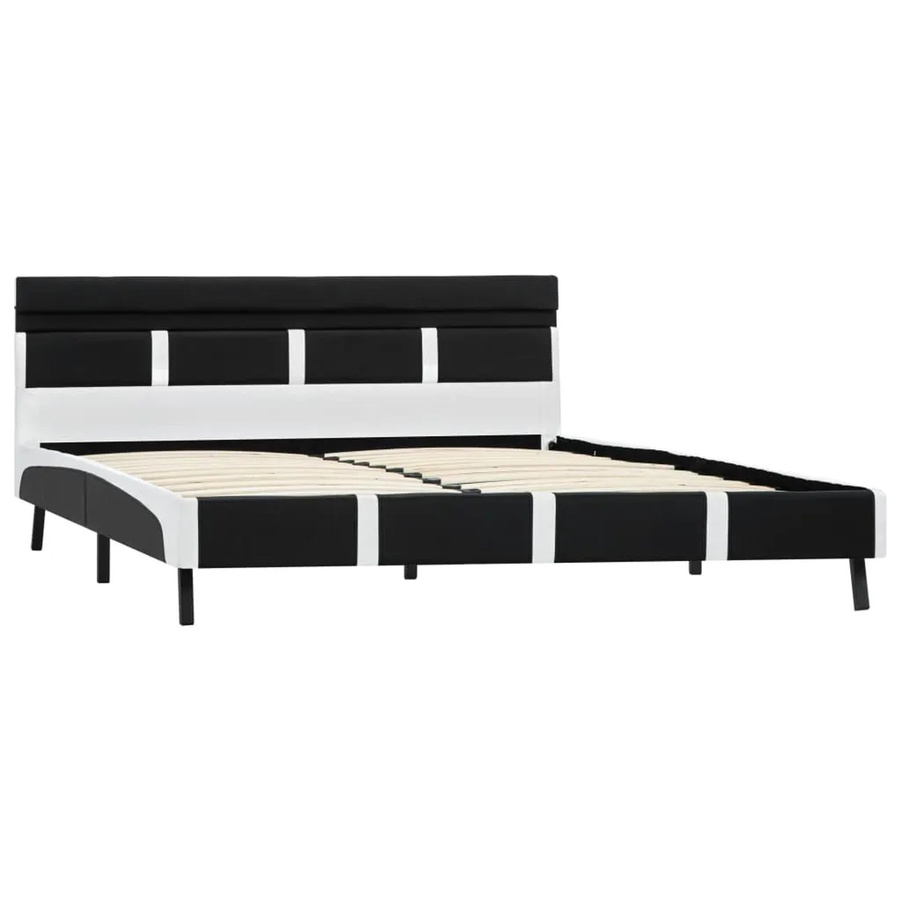 vidaXL Bettgestell mit LED-Unterbettbeleuchtung und USB-Ladeport in Schwarz aus Kunstleder, B/T: 160 x 200 cm - Bild 2