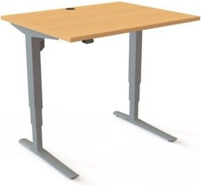 STIER Elektrisch höhenverstellbarer Steh-Tisch 501-43 Computer Desk in Buche und Silber, B: 100 cm, T: 80 cm, H: 65-125 cm - Bild 1