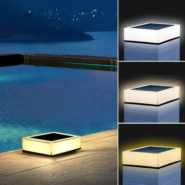 Crepow Solar LED Post Licht mit 7 Farben für Garten und Zaun, Multicolor, Modern Square Design - Bild 1