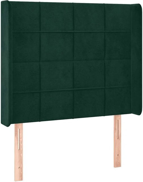 vidaXL Kopfteil mit Ohren in Dunkelgrün aus Samt, B/T/H: 93 x 16 x 118/128 cm - Bild 1