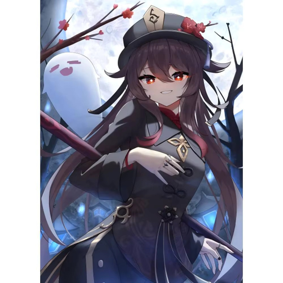 Kayou Genshin Impact Hu Tao Wandkunst-Poster, selbstklebend, Mehrfarbig, B: 20,0 cm, H: 20,0 cm, T: 15,0 cm - Bild 5