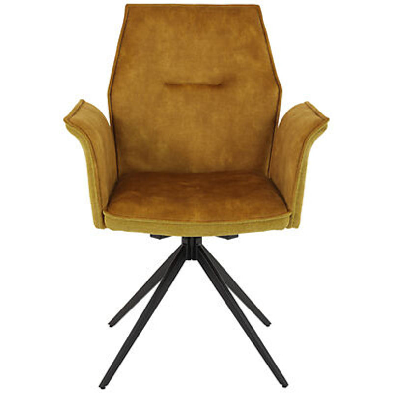 4er Set Armlehnstühle Hela Susanne in Schwarz und Gold aus Webstoff und Metall im Vintage-Design, B/H/T: 65 x 92 x 64 cm - Bild 5
