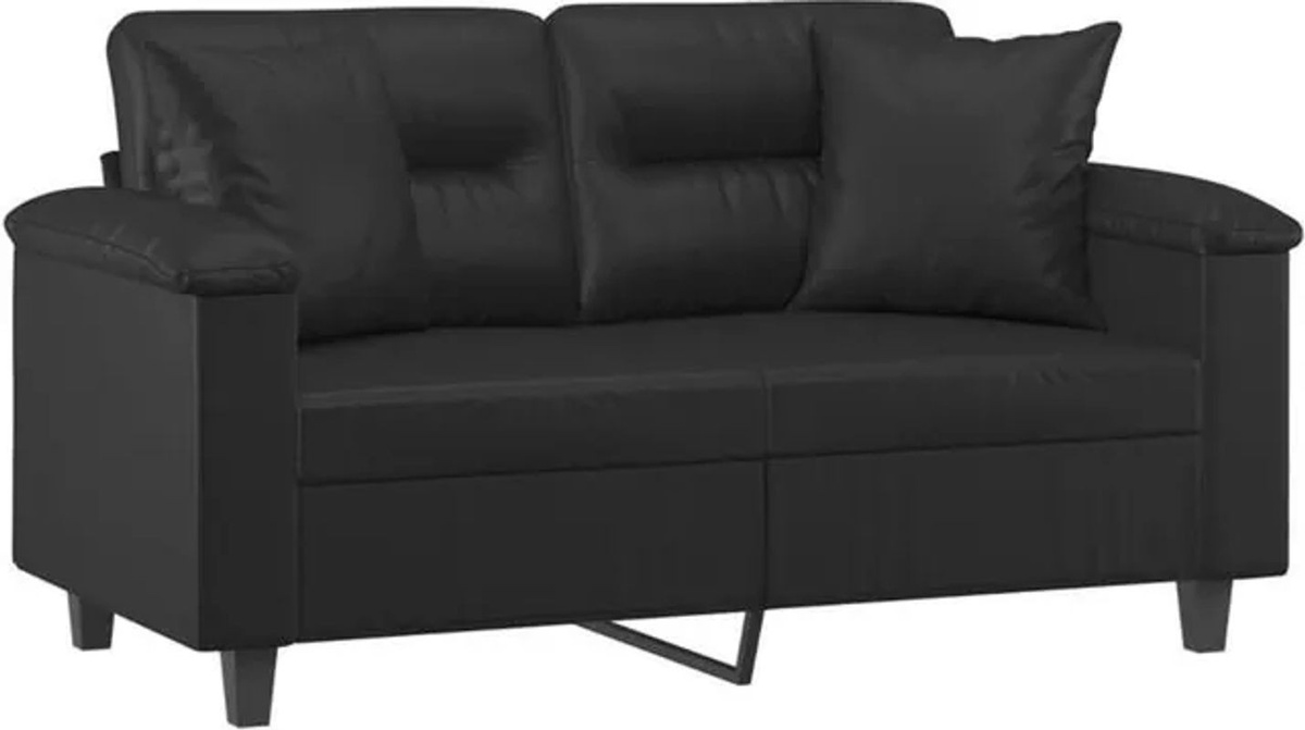 Vidaxl 2-Sitzer-Sofa in Schwarz aus Kunstleder mit Zierkissen im modernen Design, Breite: 120 cm - Bild 1
