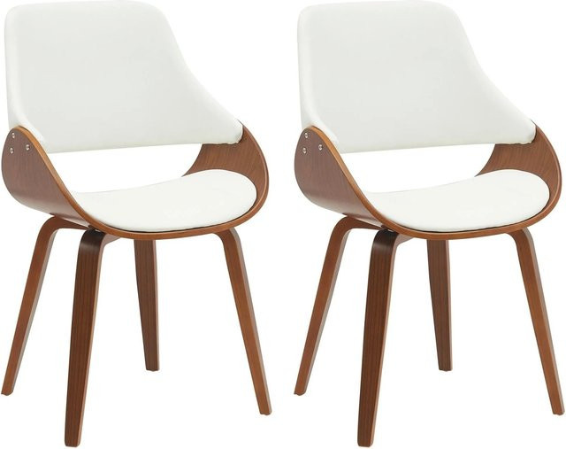 DELUKE 2er Set Esszimmerstühle GILIS aus Kunstleder in Walnuss und Weiß, B/T/H: 52 x 54 x 86 cm - Bild 1