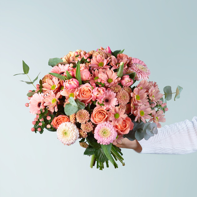 BLUME2000 Sweet Greetings L Bouquet Gerbera pink orange lightpink - Bild 1