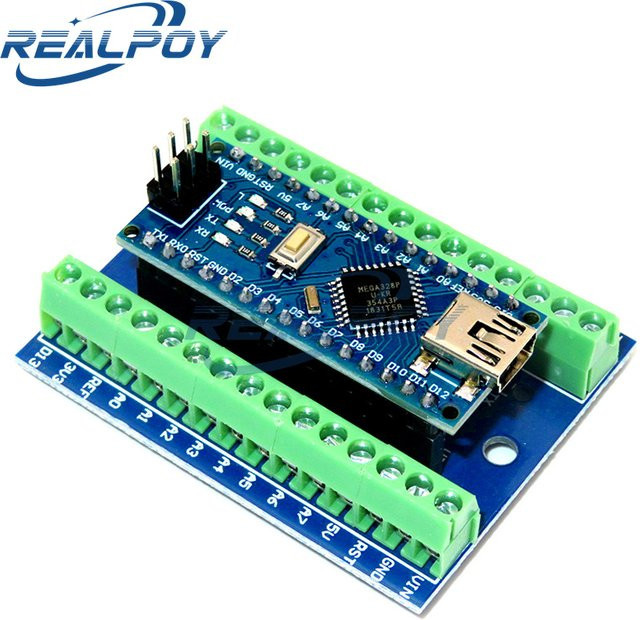 REALPOY NANO V3.0 Controller Terminal Adapter Erweiterungsplatine in Blau für Arduino AVR ATMEGA328P - Bild 1