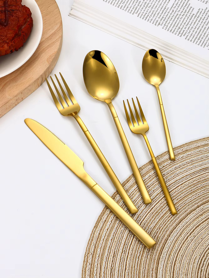 30/24-teiliges Ritterbesteck-Set aus poliertem Edelstahl in Gold für 6 Personen inklusive Messer, Gabel und Löffel - Bild 2