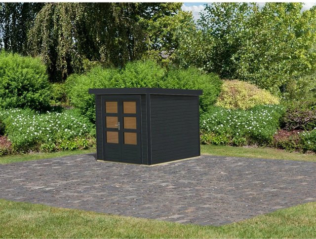 Karibu Gartenhaus Diego C in Anthrazit mit 4,45 m² Grundfläche aus Holz und Metall - Bild 1