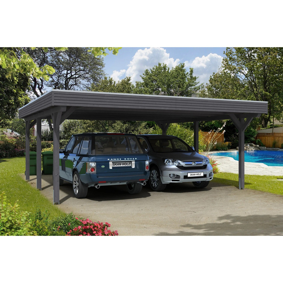 Skan Holz Carport Spessart Schiefergrau B: 611 cm x T: 604 cm - Bild 2