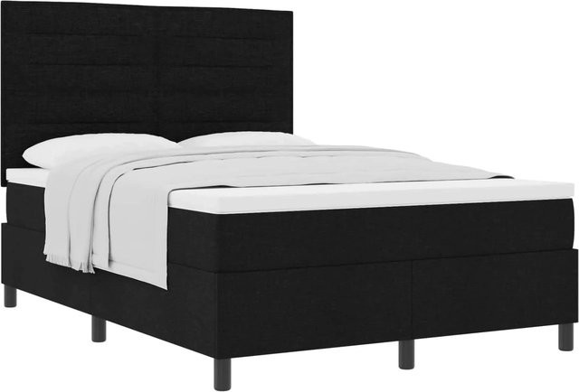 vidaXL Boxspringbett mit Matratze und Taschenfederkern in Schwarz, B/T: 140 x 190 cm - Bild 1