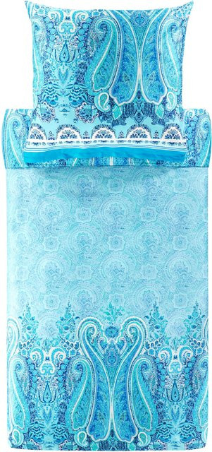 Bassetti Bettwäsche MERGELLINA V.B1 aus Mako-Satin mit floralem Design in Blau, bestehend aus Bettbezug und Kissenbezug, B/T/H: 155 x 220 cm und 80 x 80 cm - Bild 1