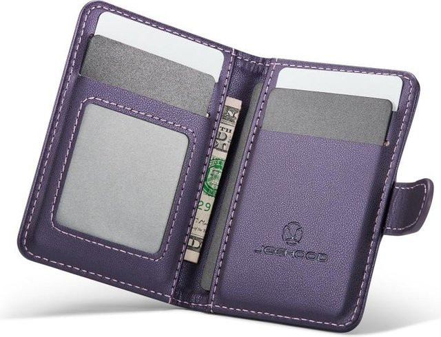 Magnetische Handy-Geldbörse aus PU-Leder als Magsafe Kartenetui und Kartenhalter für Apple iPhone 16 15 14 13 12 Pro Max Plus Mini in Grau - Bild 1