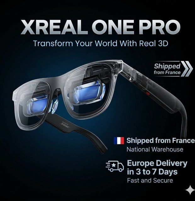 XREAL One Pro AR-Brille mit X1-Chip, 3DoF 3D-Modus, X-Prism-Optik, FHD 120Hz und Bose Sound, kompatibel mit iPhone, Android, iOS, Mac, PC und Steam ROG - Bild 1