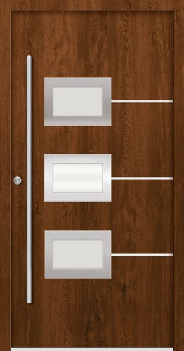 Splendoor Haustür ATHEN Prime aus Aluminium in Nussbaum Braun mit Glaseinsatz, Höhe: 210,0 cm, Breite: 110,0 cm, Tiefe: 7,0 cm - Bild 1