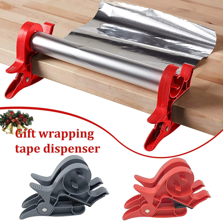 1 Paar Geschenkbandabroller und Papierhalter aus Metall und Kunststoff in Grau und Rot für Expressverpackungen und Logistikkartons - Bild 2